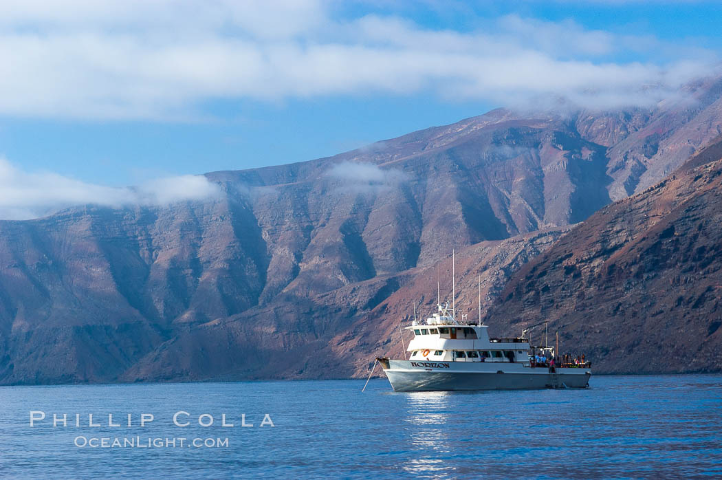 Boat Horizon at anchor, Guadalupe Island, Baja California, Mexico