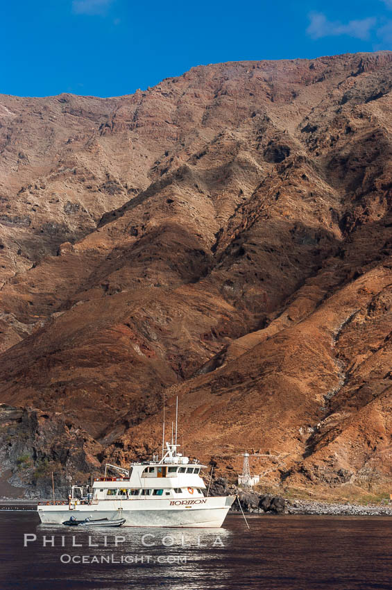 Boat Horizon at anchor, Guadalupe Island, Baja California, Mexico