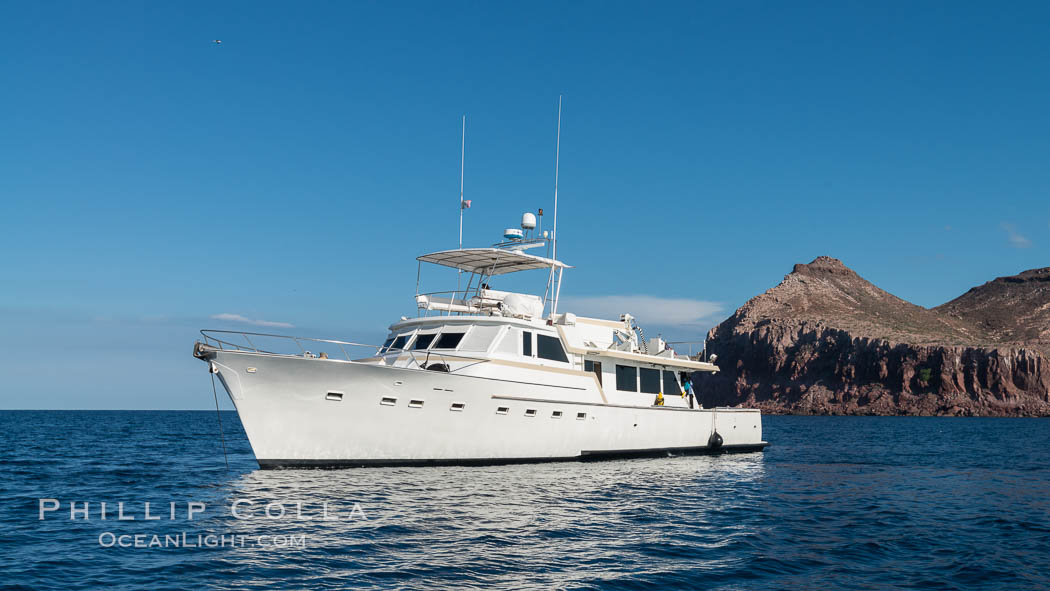 Boat M/V Ambar III at Isla Partida, Sea of Cortez, Mexico. Baja California, natural history stock photograph, photo id 31229