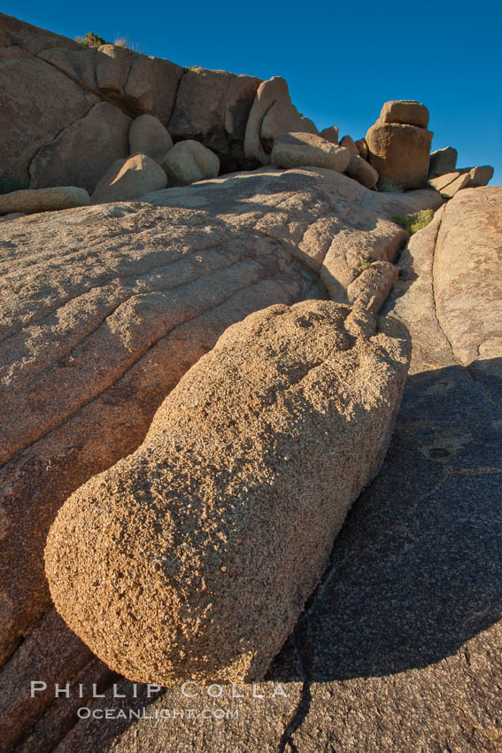 Boulders and sunset in Joshua Tree National Park.  The warm sunlight gently lights unusual boulder formations at Jumbo Rocks in Joshua Tree National Park, California. USA, natural history stock photograph, photo id 26745