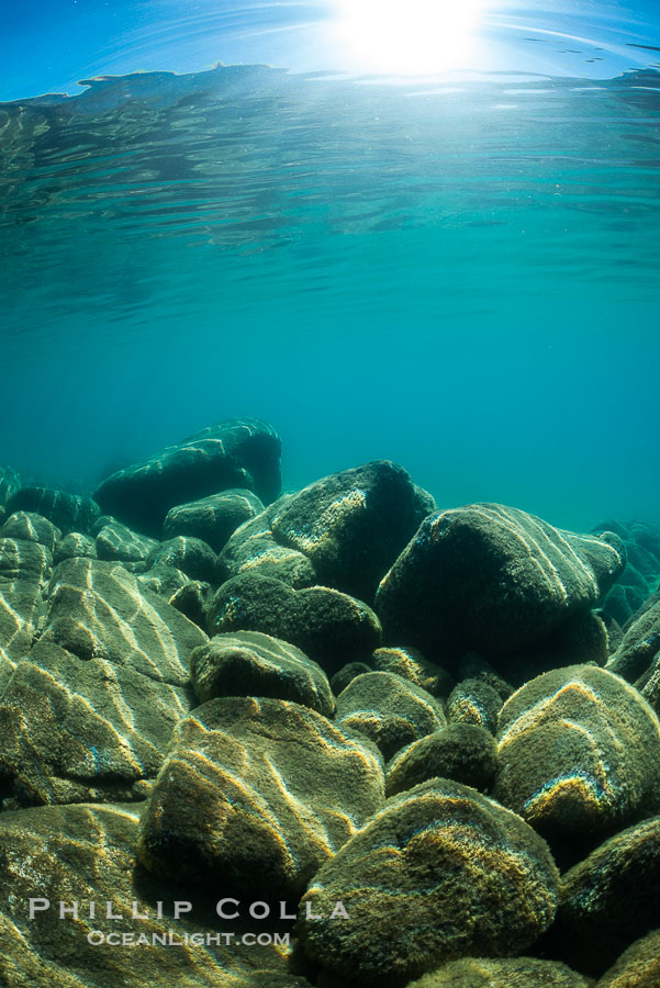 Boulders underwater, Lake Tahoe, Nevada., natural history stock photograph, photo id 32344