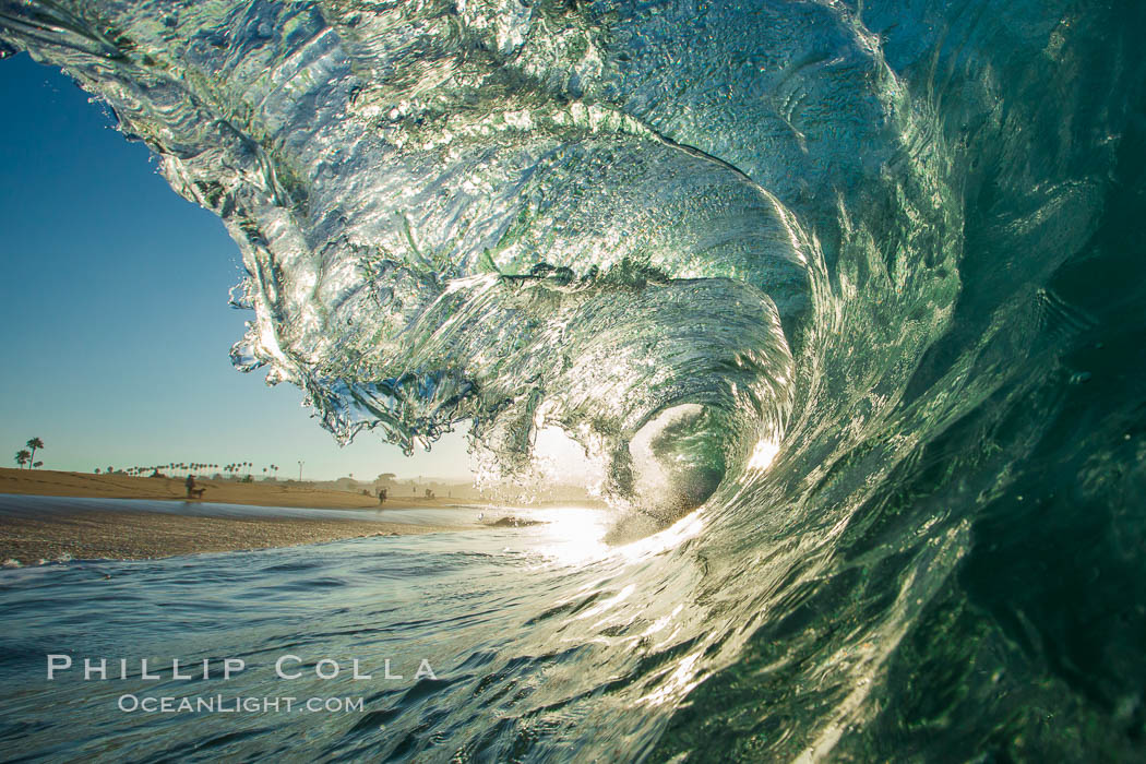 Breaking wave, morning, barrel shaped surf, California. USA, natural history stock photograph, photo id 27996