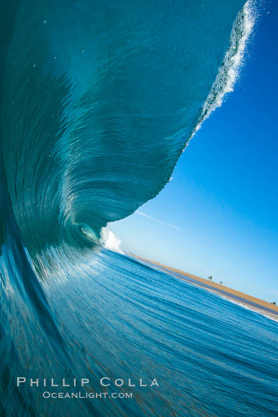 Breaking wave, morning, barrel shaped surf, California. USA, natural history stock photograph, photo id 28003