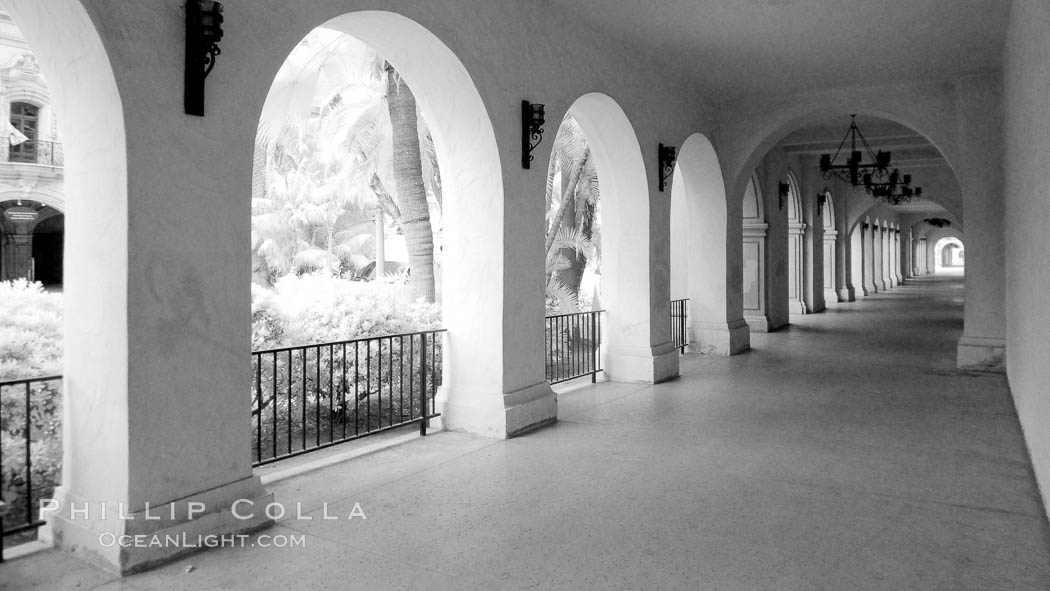 Breezeway and arches, Casa del Prado. Balboa Park, San Diego, California, USA, natural history stock photograph, photo id 23097