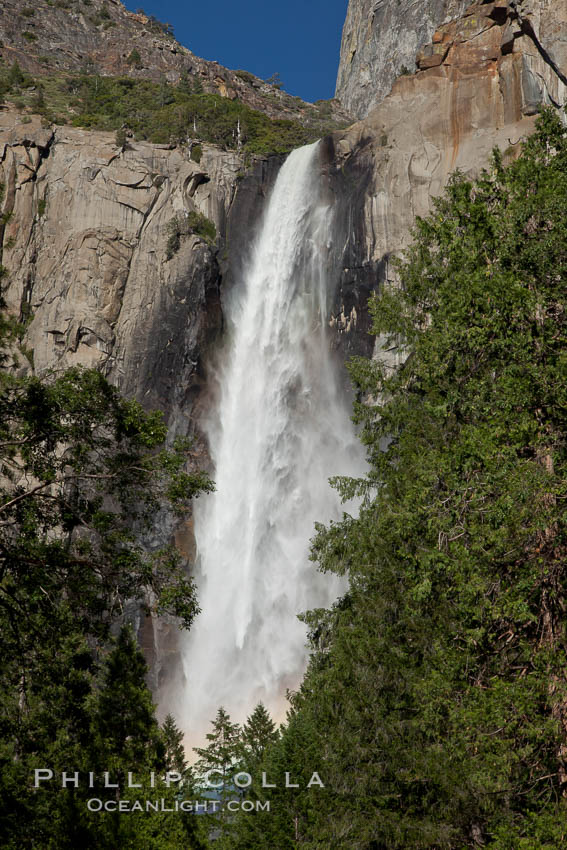 Bridalveil Falls at peak flow in spring. Yosemite National Park, California, USA, natural history stock photograph, photo id 26891