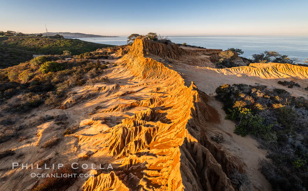 Sunrise over Broken Hill, overlooking La Jolla and the Pacific Ocean, Torrey Pines State Reserve. San Diego, California, USA, natural history stock photograph, photo id 35845
