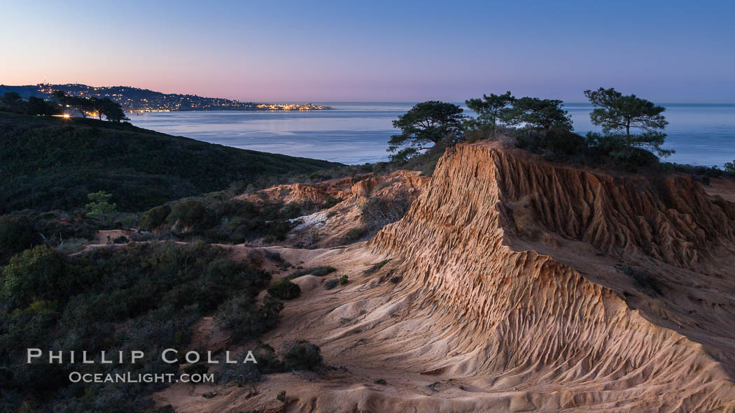 Broken Hill and view to La Jolla, from Torrey Pines State Reserve, sunrise. San Diego, California, USA, natural history stock photograph, photo id 28370