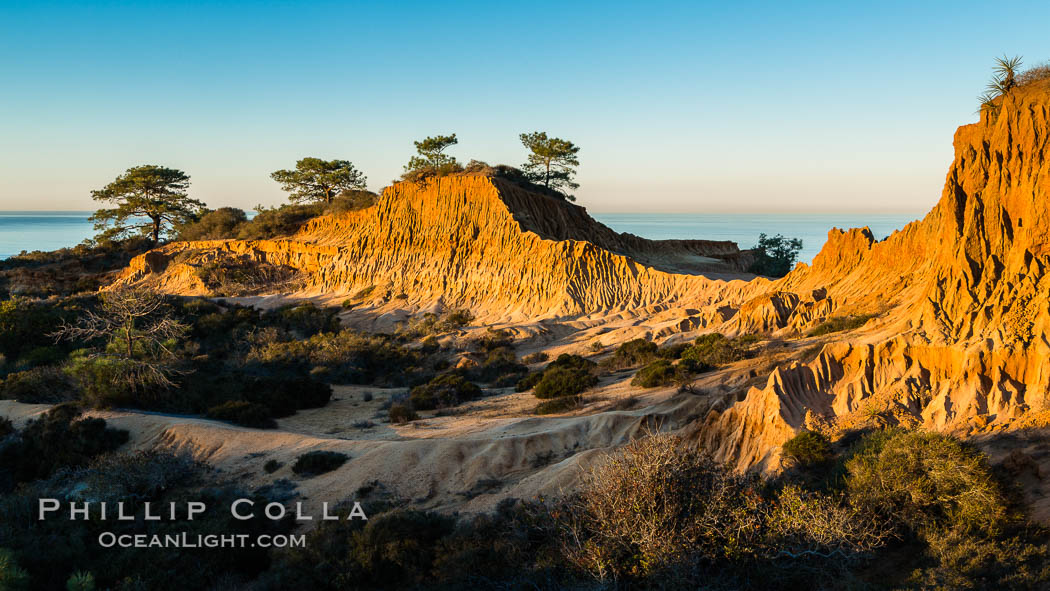 Broken Hill and view to La Jolla, from Torrey Pines State Reserve, sunrise. San Diego, California, USA, natural history stock photograph, photo id 28375