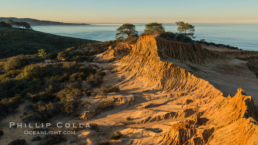 Broken Hill and view to La Jolla, from Torrey Pines State Reserve, sunrise. San Diego, California, USA, natural history stock photograph, photo id 28369