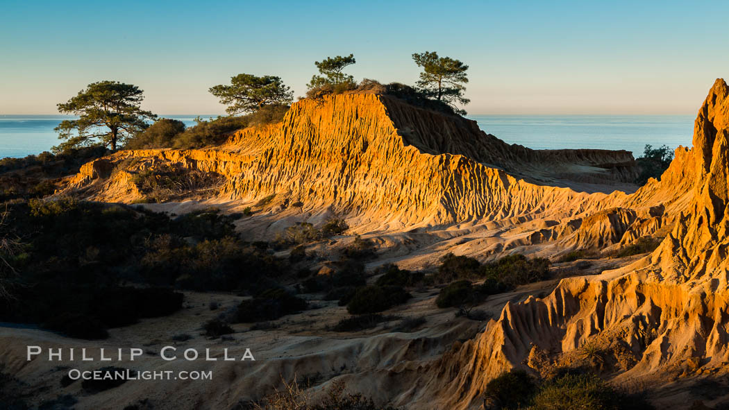 Broken Hill and view to La Jolla, from Torrey Pines State Reserve, sunrise. San Diego, California, USA, natural history stock photograph, photo id 28373