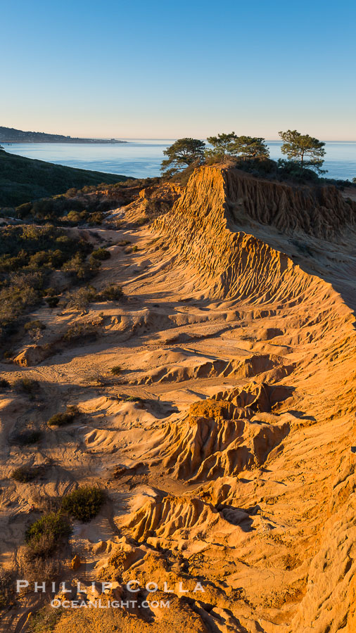 Broken Hill and view to La Jolla, from Torrey Pines State Reserve, sunrise., natural history stock photograph, photo id 28377