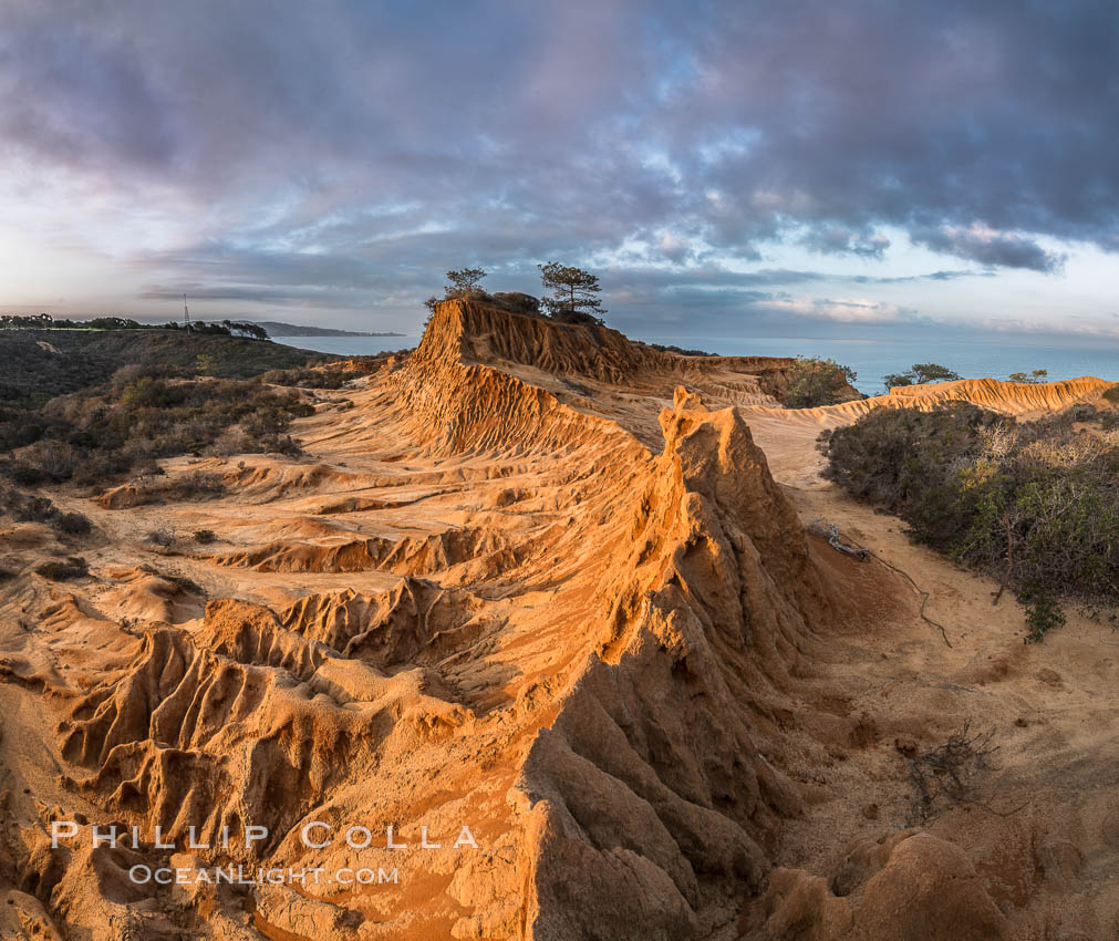 Clearing storm clouds over Broken Hill, overlooking La Jolla and the Pacific Ocean, Torrey Pines State Reserve. San Diego, California, USA, natural history stock photograph, photo id 29418