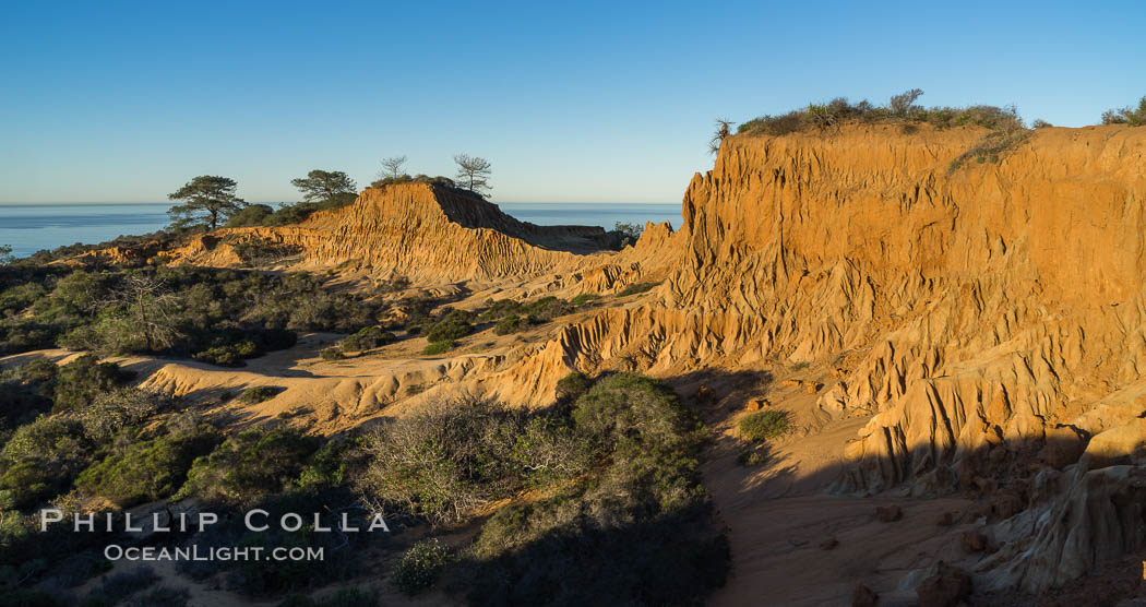 Broken Hill and view to La Jolla, from Torrey Pines State Reserve, sunrise. San Diego, California, USA, natural history stock photograph, photo id 30455