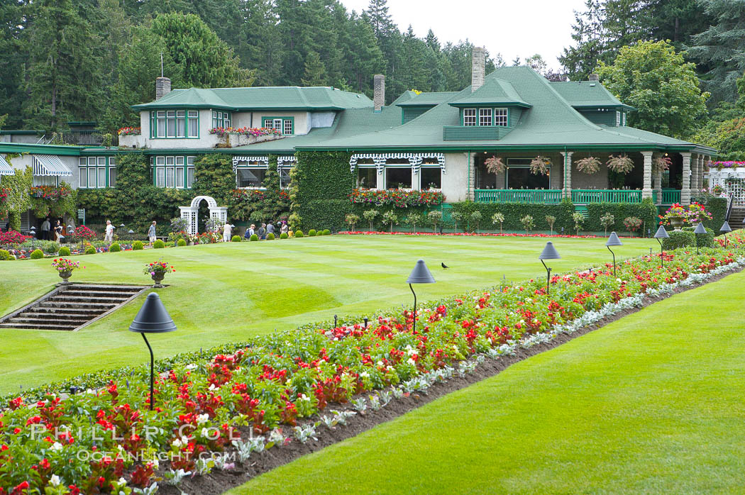 Butchart Gardens, a group of floral display gardens in Brentwood Bay, British Columbia, Canada, near Victoria on Vancouver Island. It is an internationally-known tourist attraction which receives more than a million visitors each year., natural history stock photograph, photo id 21133