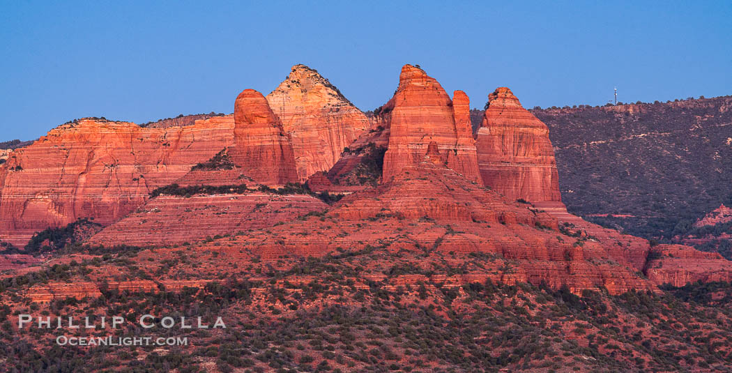 Buttes at sunset, Sedona, Arizona., natural history stock photograph, photo id 38556