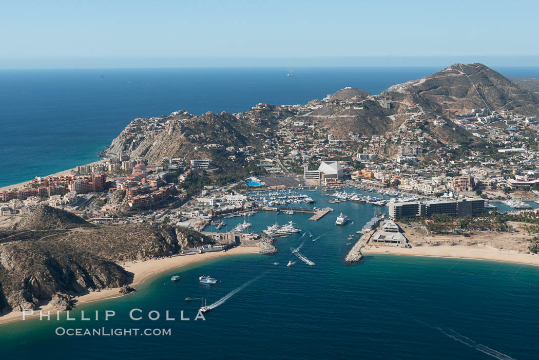 Cabo San Lucas, marina and downtown, showing extensive development and many resorts and sport fishing boats. Baja California, Mexico, natural history stock photograph, photo id 28899