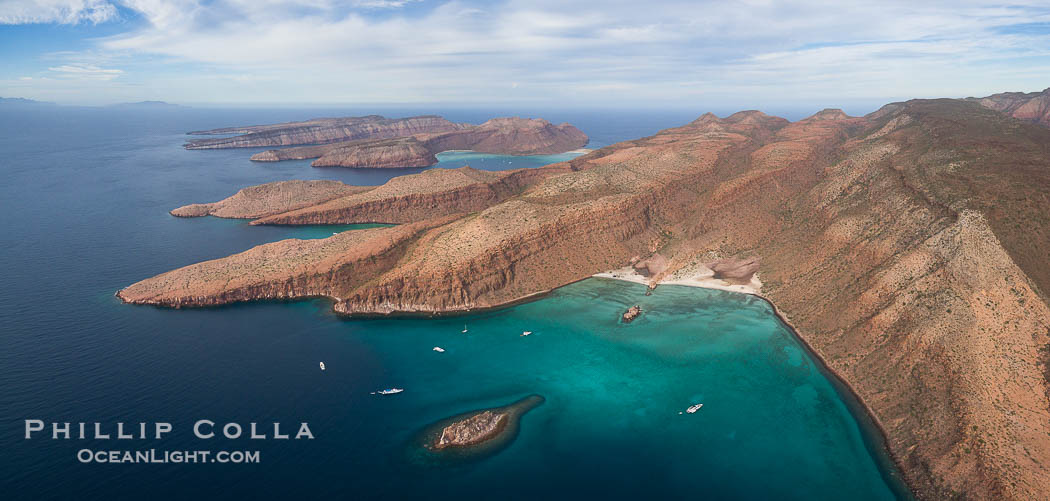 Caleta el Candelero, Candelero Bay, Isla Espritu Santo, Aerial Photo., natural history stock photograph, photo id 32465
