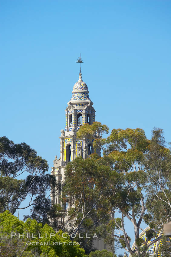 California Bell Tower. Balboa Park, San Diego, USA, natural history stock photograph, photo id 12762