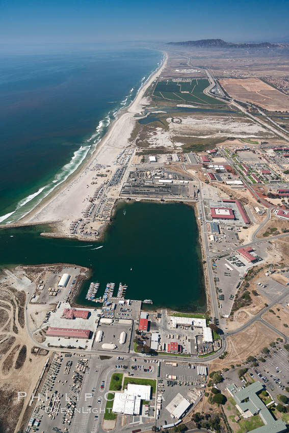 Camp Pendleton boat basin and coastline, viewed looking north. Marine Corps Base Camp Pendleton. California, USA, natural history stock photograph, photo id 25997