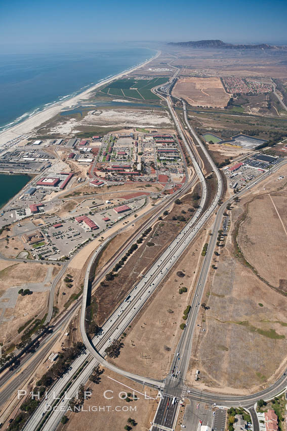 Camp Pendleton, viewed toward the north, including Pacific ocean and Interstate 5 freeway. Marine Corps Base Camp Pendleton. California, USA, natural history stock photograph, photo id 25996