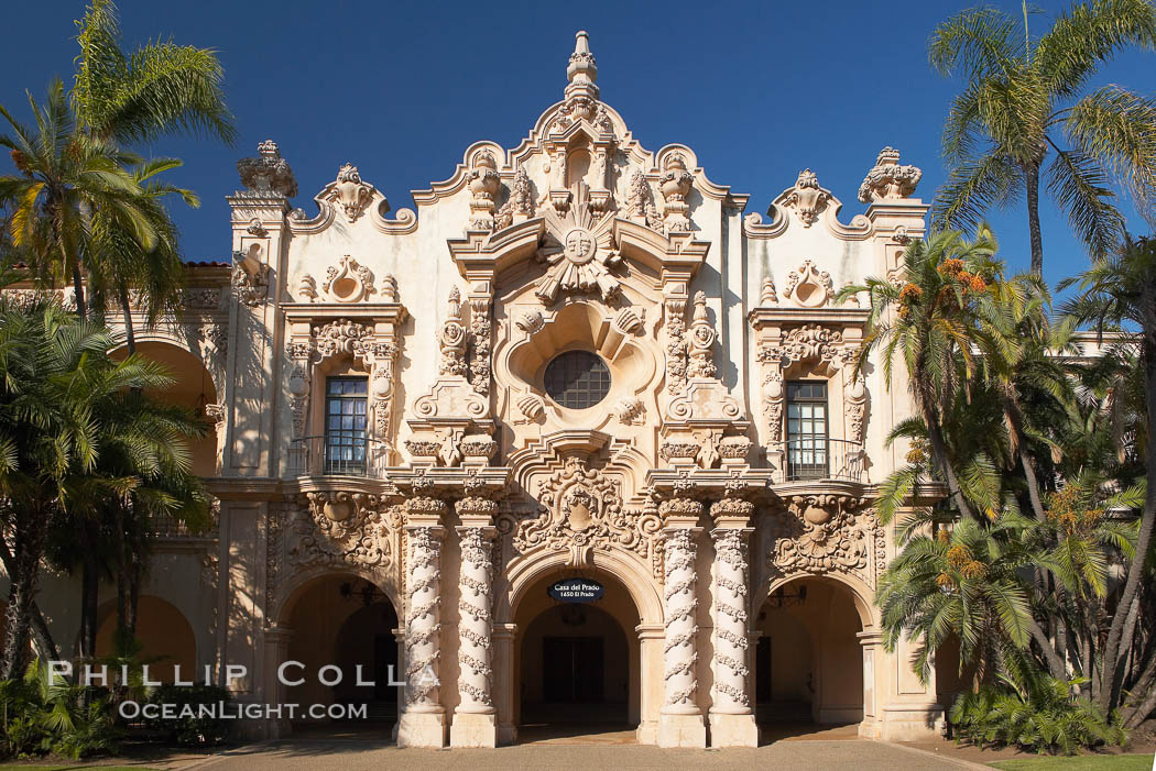 Casa del Prado, South Facade. Balboa Park, San Diego, California, USA, natural history stock photograph, photo id 14618