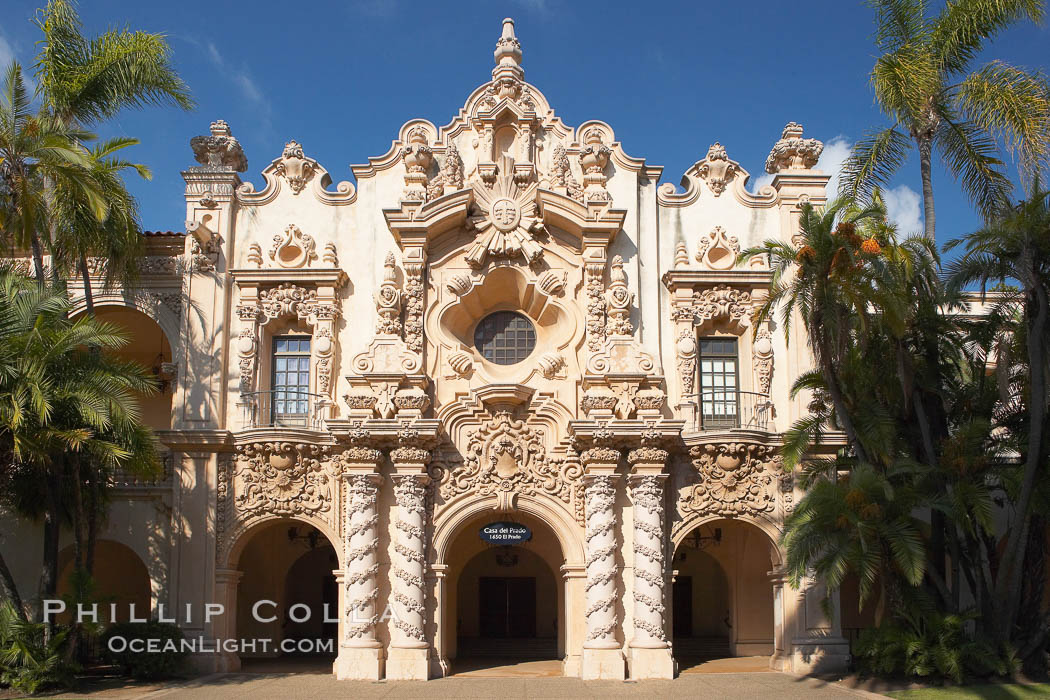 Casa del Prado, South Facade. Balboa Park, San Diego, California, USA, natural history stock photograph, photo id 14611