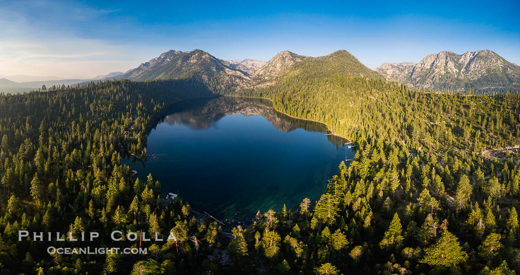 Cascade Lake near Lake Tahoe, aerial photo. California, USA, natural history stock photograph, photo id 38211