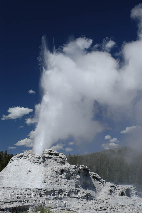 Castle Geyser erupting. Upper Geyser Basin. Yellowstone National Park, Wyoming, USA, natural history stock photograph, photo id 07216