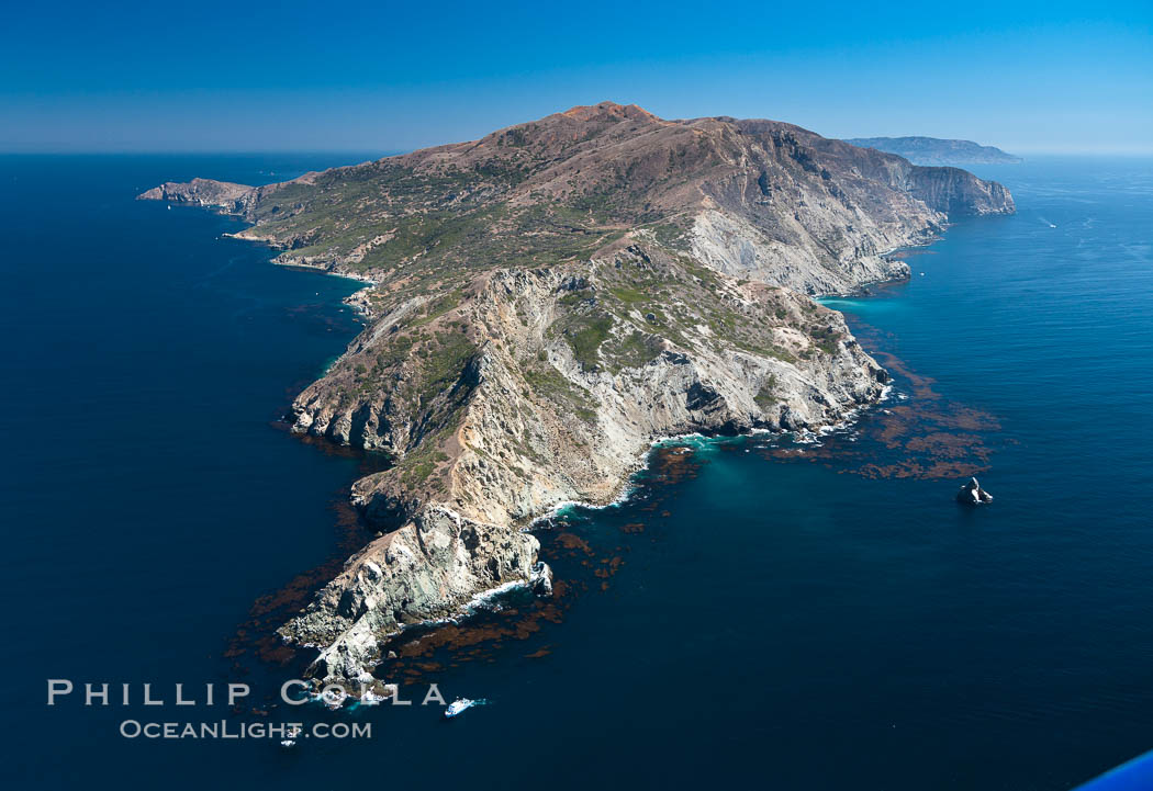 Aerial photo of Catalina Island, West End. California, USA, natural history stock photograph, photo id 26028