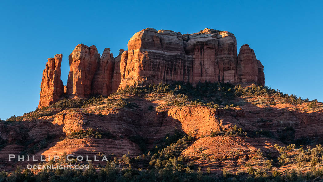 Cathedral Rock at sunrise, Sedona, Arizona. USA, natural history stock photograph, photo id 38557