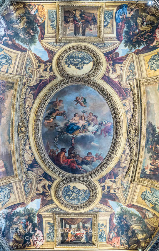 Ceiling Detail in Chateau de Versailles, Paris. France, natural history stock photograph, photo id 35671