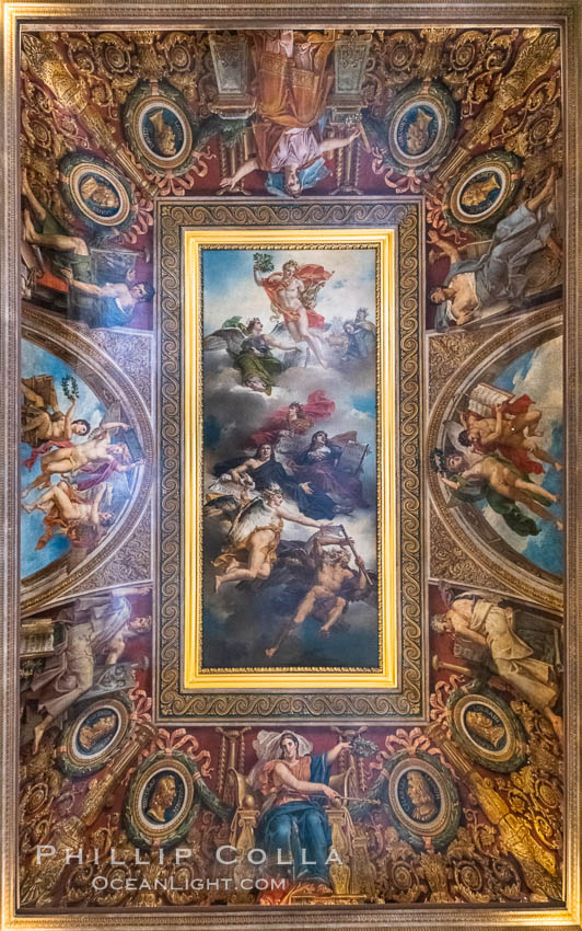 Ceiling Detail, Musee du Louvre, Paris. France, natural history stock photograph, photo id 35612