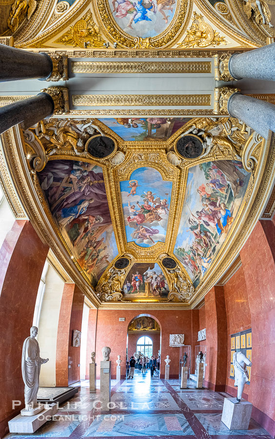 Ceiling detail, Musee du Louvre., natural history stock photograph, photo id 35696