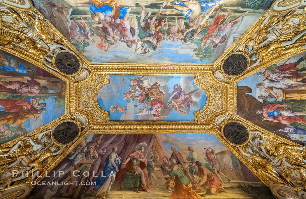 Ceiling detail, Musee du Louvre., natural history stock photograph, photo id 35695