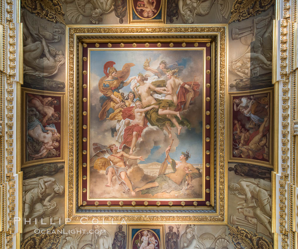 Ceiling detail, Musee du Louvre. Paris, France, natural history stock photograph, photo id 28046