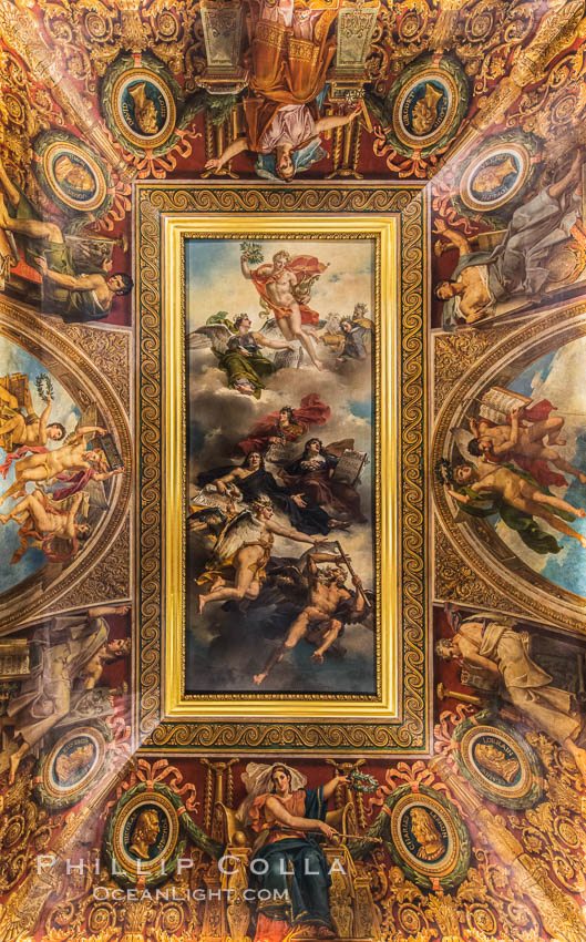 Ceiling detail, Musee du Louvre. Paris, France, natural history stock photograph, photo id 28036