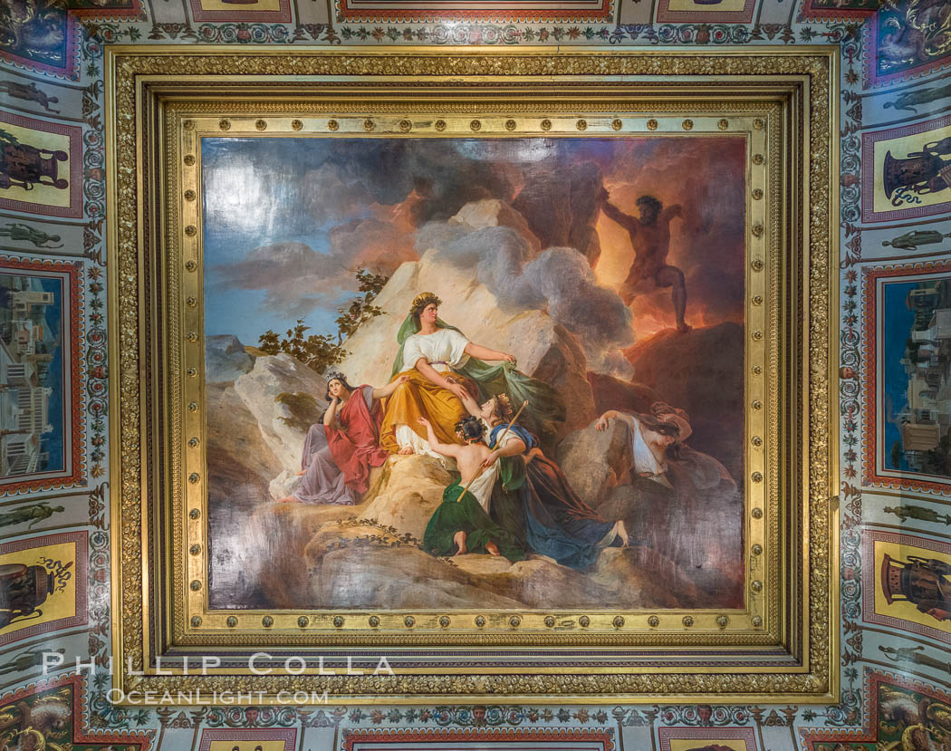 Ceiling detail, Musee du Louvre. Paris, France, natural history stock photograph, photo id 28048