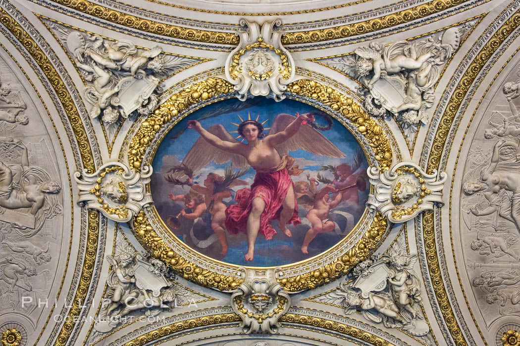Ceiling detail, Musee du Louvre. Paris, France, natural history stock photograph, photo id 28220