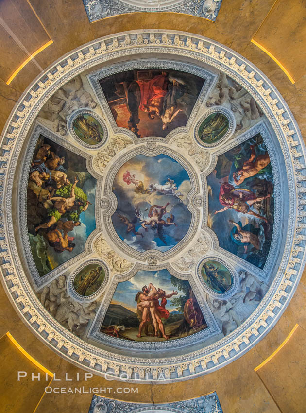 Ceiling detail, Musee du Louvre. Paris, France, natural history stock photograph, photo id 28039