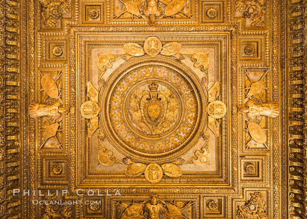 Ceiling detail, Musee du Louvre. Paris, France, natural history stock photograph, photo id 28057