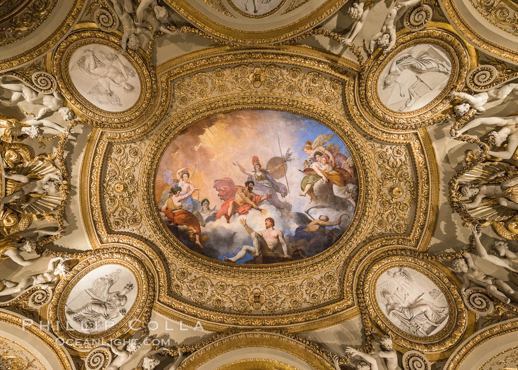 Ceiling detail, Musee du Louvre. Paris, France, natural history stock photograph, photo id 28101