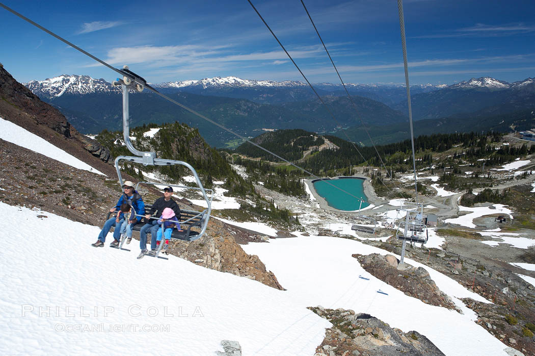 Visitors enjoy a summer ride up the top chair lift at Whistler Mountain. British Columbia, Canada, natural history stock photograph, photo id 21022