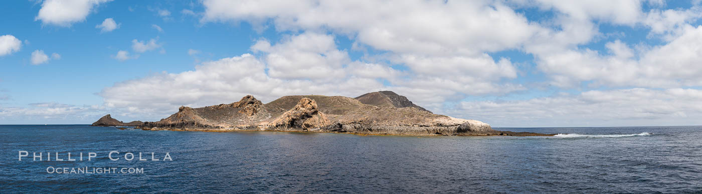 San Clemente Island, south end showing China Hat (Balanced Rock) and Pyramid Head, near Pyramic Cove, storm clouds. Panoramic photo. California, USA, natural history stock photograph, photo id 30857