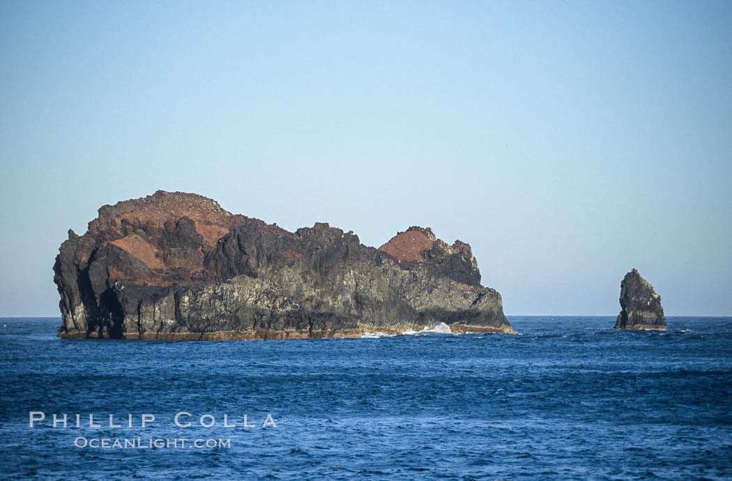 Church Rock (left) and Roca del Skip (Skips Rock, right), near Isla Adentro. Guadalupe Island (Isla Guadalupe), Baja California, Mexico, natural history stock photograph, photo id 09762
