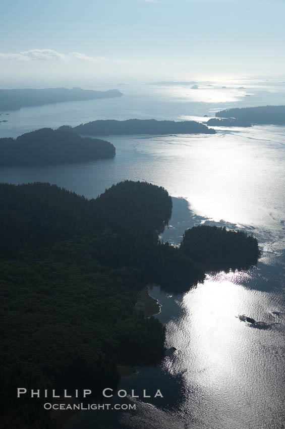 Clayoquot Sound, on the west coast of Vancouver Island, aerial photo. Tofino, British Columbia, Canada, natural history stock photograph, photo id 21110