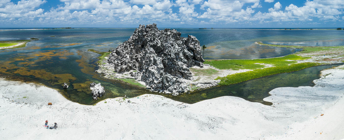 Clipperton Rock, a 95' high volcanic remnant, is the highest point on Clipperton Island, a spectacular coral atoll in the eastern Pacific. By permit HC / 1485 / CAB (France)., natural history stock photograph, photo id 32876