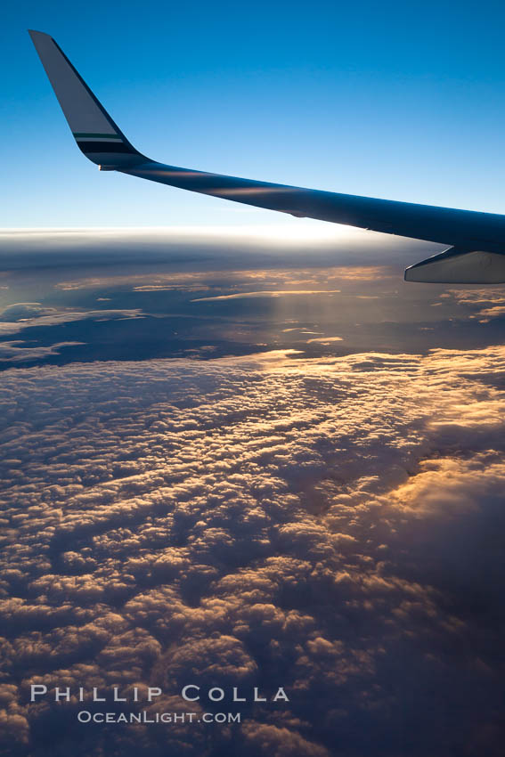 Clouds and sunrise, at 35000 feet., natural history stock photograph, photo id 26194