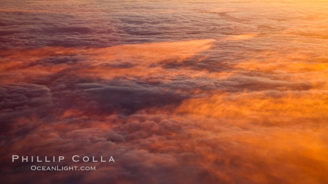 Clouds and sunrise, at 35000 feet., natural history stock photograph, photo id 26191