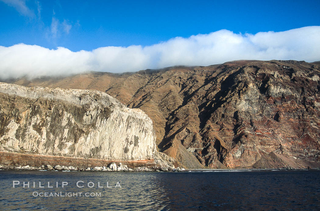 Clouds held back by island crest. Guadalupe Island (Isla Guadalupe), Baja California, Mexico, natural history stock photograph, photo id 03841