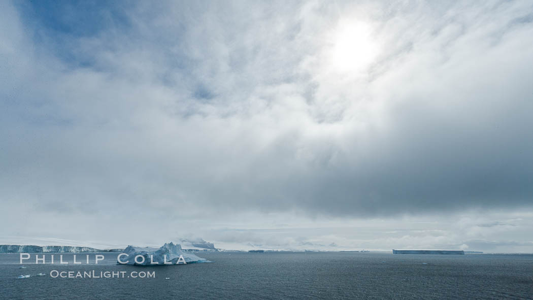 Clouds and icebergs, Antarctic Sound. Antarctic Peninsula, Antarctica, natural history stock photograph, photo id 24876